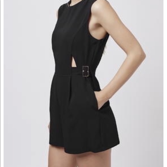 Topshop Pants - TopShop cutout side buckle black romper.